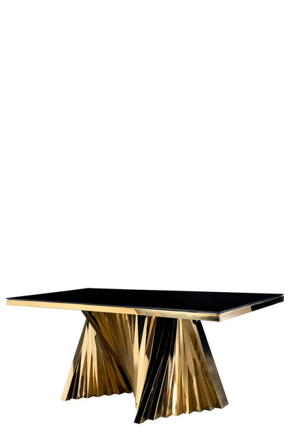 glass top gold dining table for 8