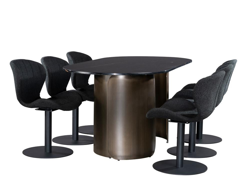 Modern Glam Marble Top Bronze Dining Set for 6